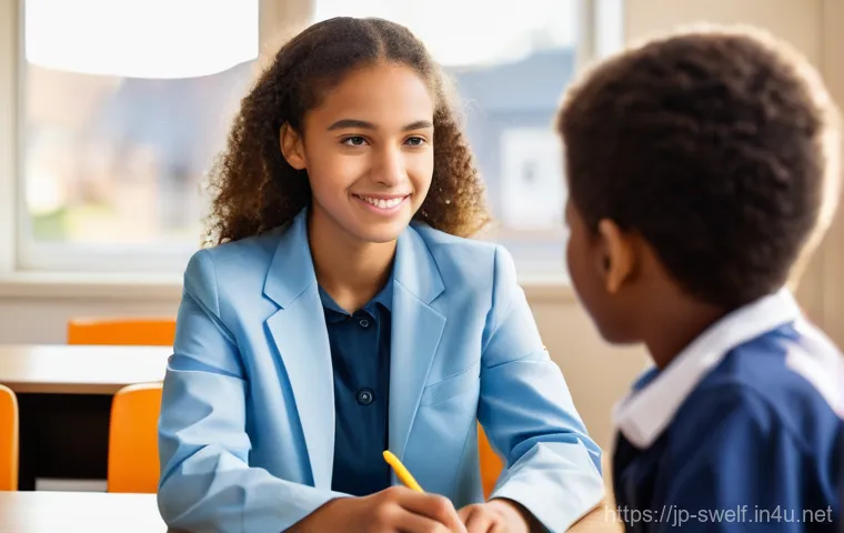 학교사회복지사 연봉 협상 팁 - **Prompt 1: A School Social Worker Providing Support to a Student**
    A kind and professional fema...